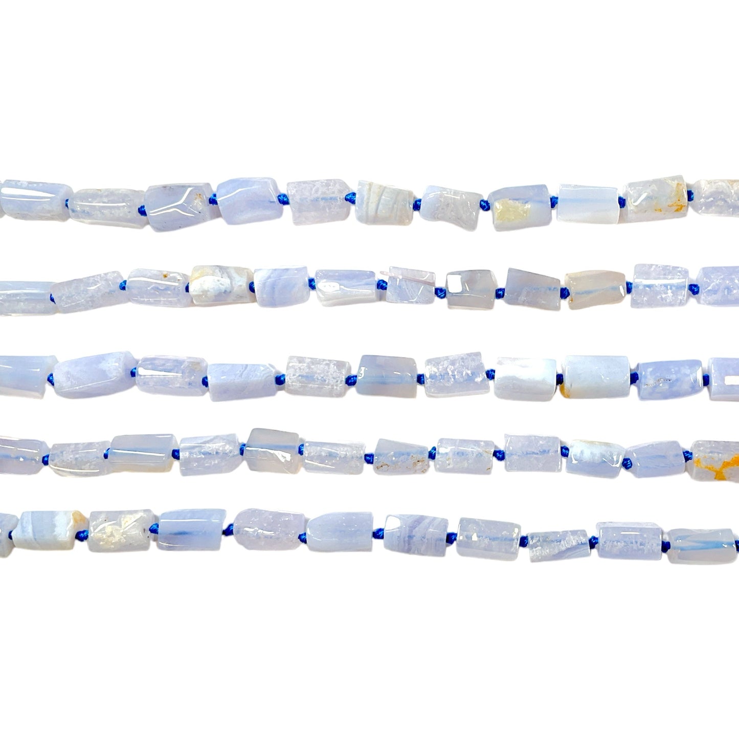 Fil Calcédoine bleue en rectangle 8x12mm - Foliesbijoux