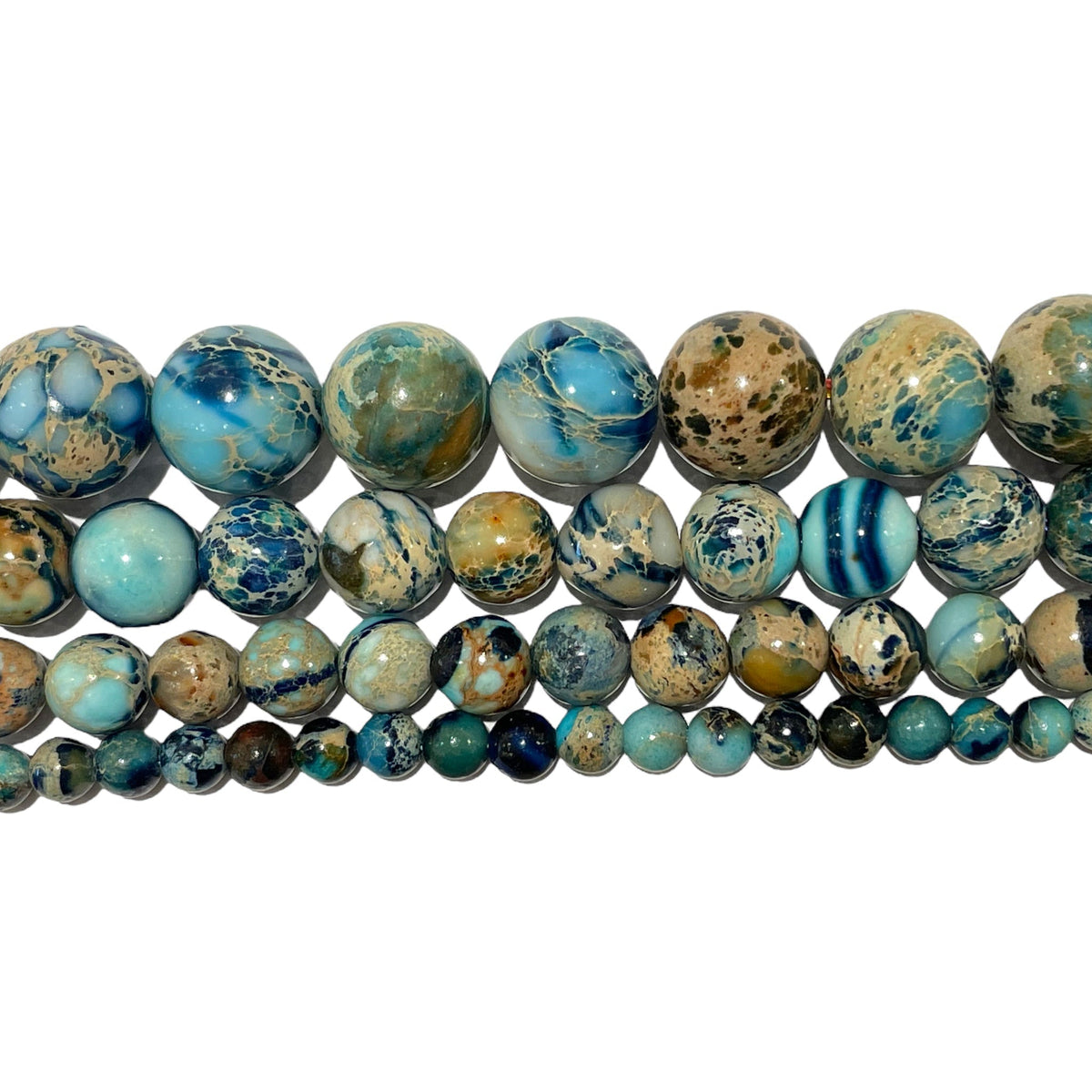 Fil de perle Jaspe Impérial bleu rayé chauffé - Foliesbijoux
