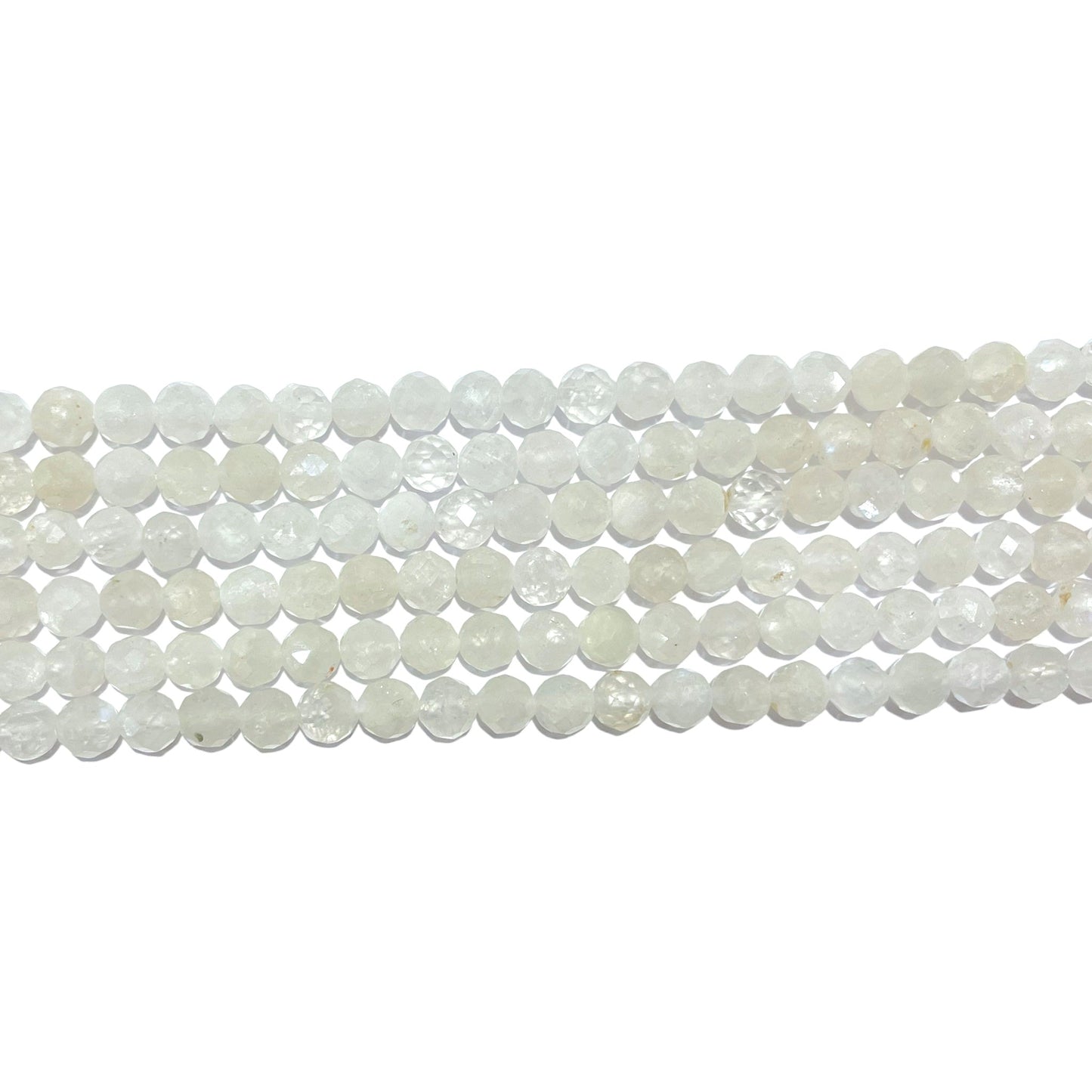 Fil de perles facettées Pierre de lune bleutée - Foliesbijoux