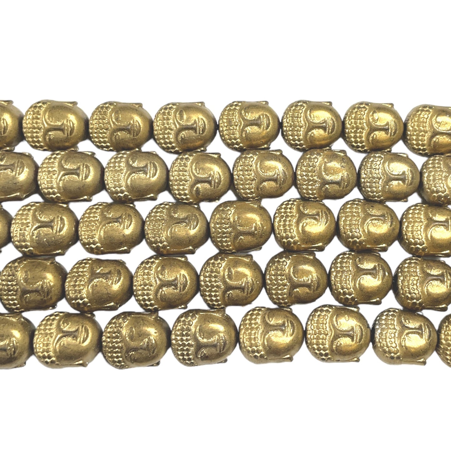 Fil de perle Hématite electroplaquée doré/bronzé Bouddha matte HED-68 - Foliesbijoux