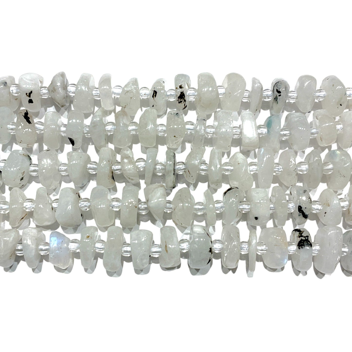 Fil de pierre baroque Pierre de lune bleutée 5 x 12 mm - Foliesbijoux