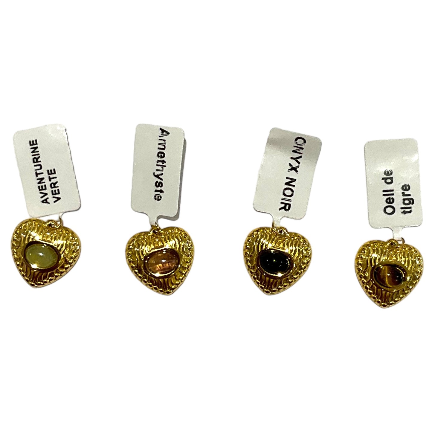 Pendentif forme cœur en pierre & acier inoxydable #12 - Foliesbijoux