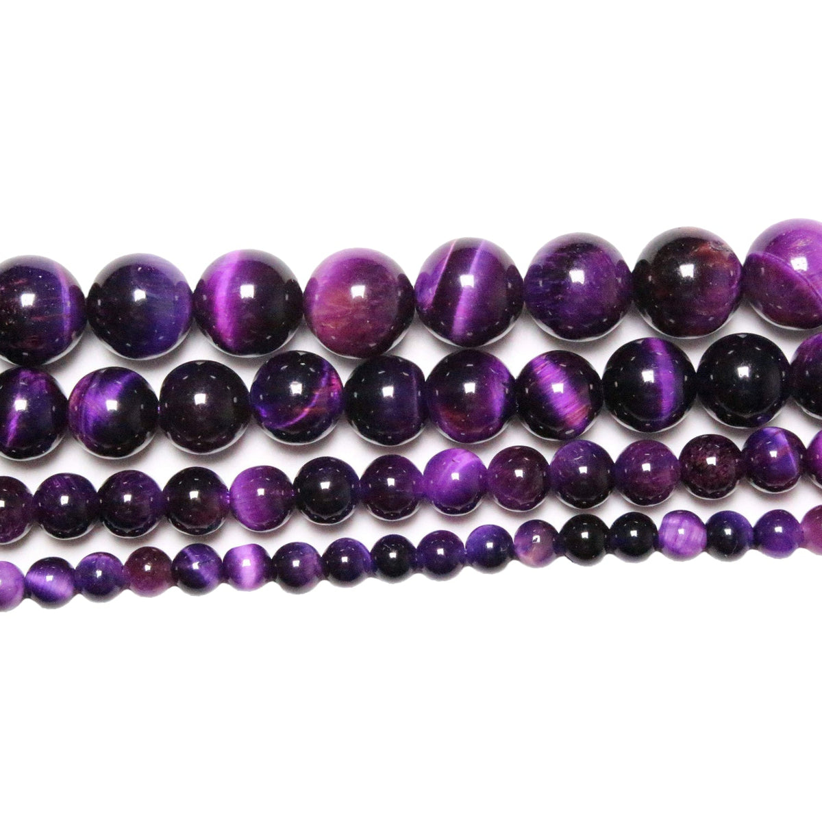 Fil de perles Oeil de Tigre AA Violet chauffé - Foliesbijoux