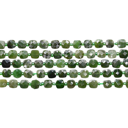 Fil de Jade nephrite carré facetté 8x8 mm