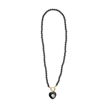 Collier/Pendentif coeur avec Zircon couleur aléatoire (5 pierres disponible)