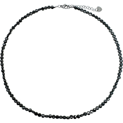 Collier Spinelle noire rond plat 4mm acier inoxydable doré/argenté