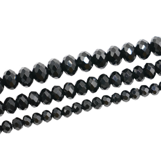 Fil de perles rondelle facettées Agate noire