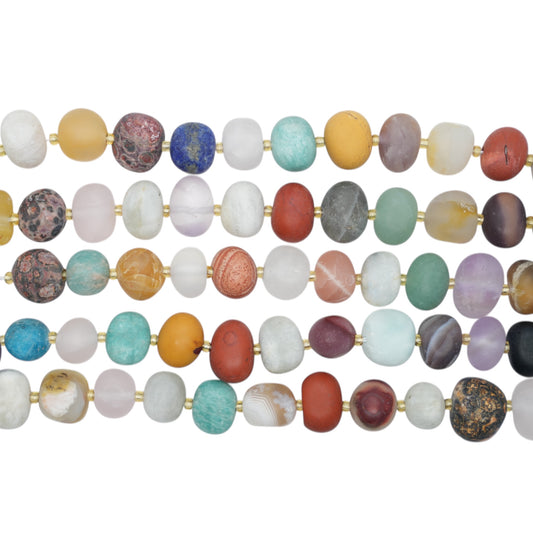 Fil de perles multi pierre matte