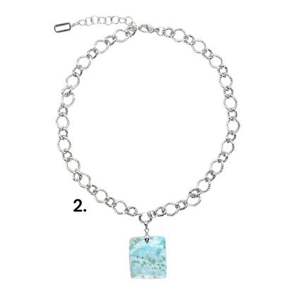 Chaîne de collier en acier inoxydable argenté personnalisable CHA (3 références) (pendentif mousquetons et anneaux connecteurs non inclus)
