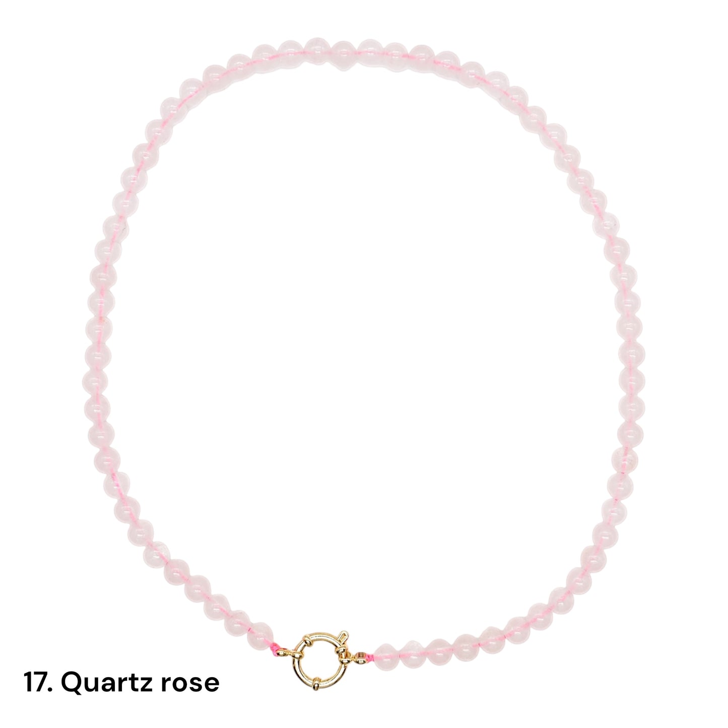 Collier 43 cm 6 mm avec fermoir bouée en acier inoxydable dorée ou argenté (20 pierres disponibles)