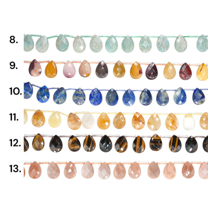 Fil de perles goutte 13x18 mm (13 pierres naturelles disponible)