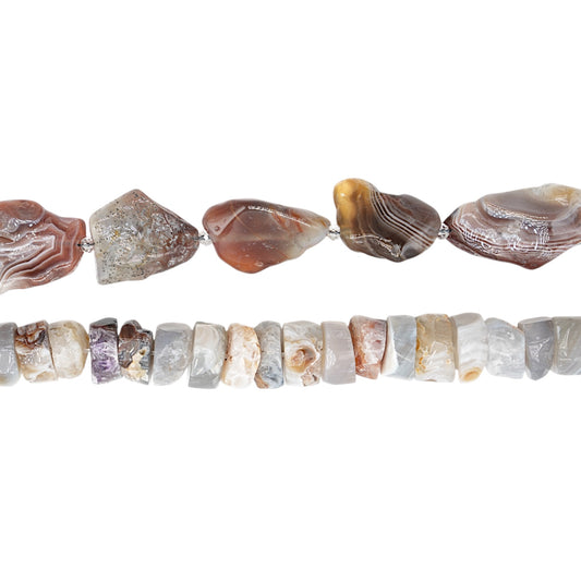 Fil de perles forme libre en Agate du Botswana (2 formes disponible)
