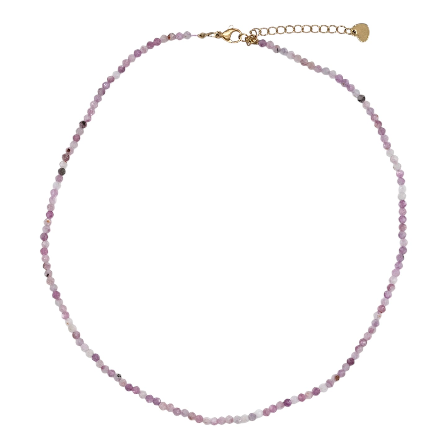 Collier Lépidolite violette 2-3mm acier inoxydable doré/argenté