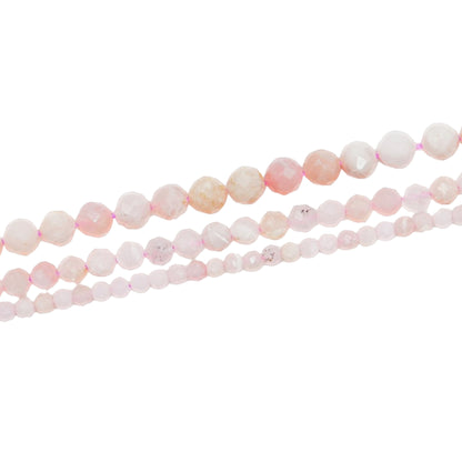 Fil de perles facettées Opale rose des Andes