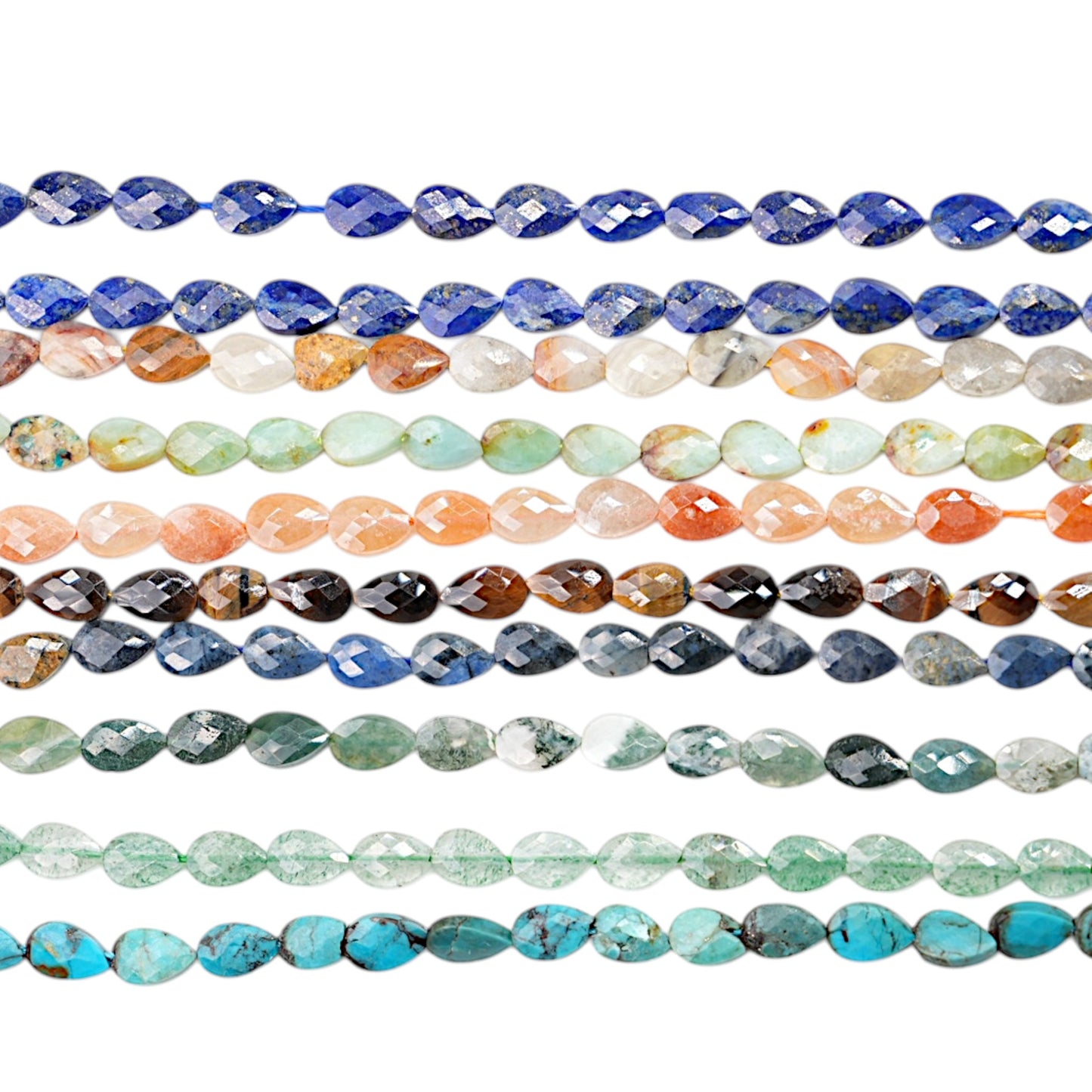 Fil de perle en feuille facetté 4x6 mm (22 pierres disponible) — Référence F3