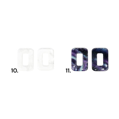 Lot de 2 charm’s forme rectangulaire arrondie pour boucle d’oreille (Créole non comprise) (2 tailles disponible)