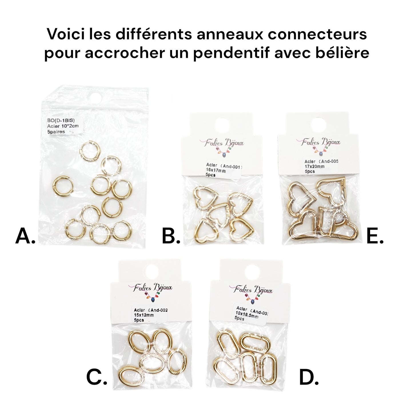 Chaîne de collier en acier inoxydable dorée personnalisable (référence CHD-13) (pendentif mousquetons et anneaux connecteurs non inclus)