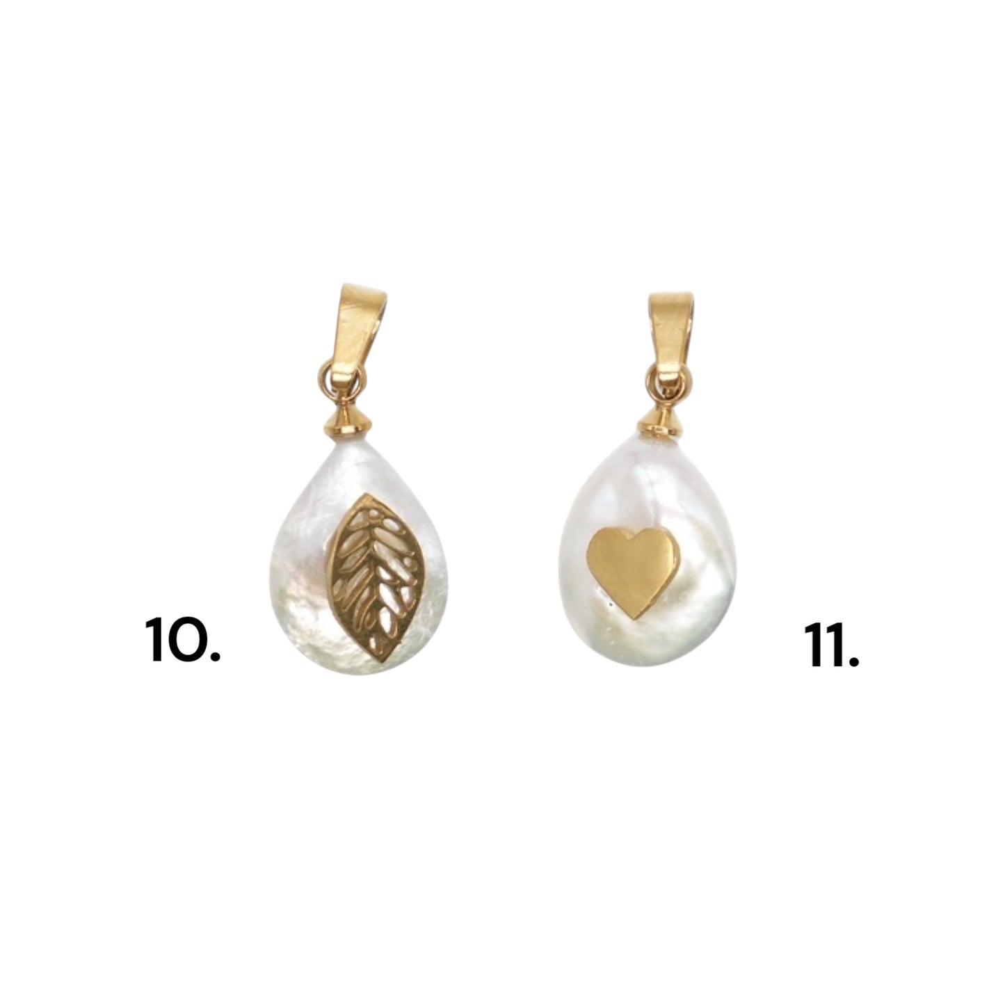 Lot de 5 pendentifs nacre avec motif en acier inoxydable (11 modèles disponible)