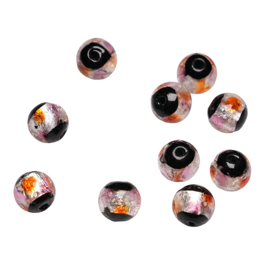 10 perles de verre phosphorescente orange rose #21