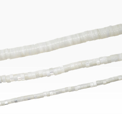 Fil de perle Heishi/Rondelle en Nacre blanche