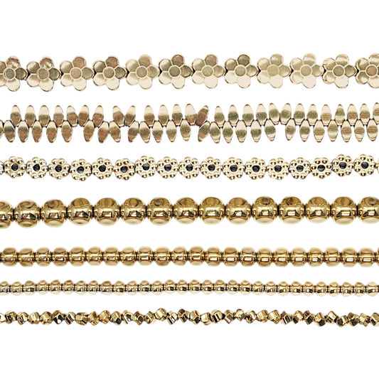 Fil de perle Hématite electroplaquée dorée HED (235 à 239)