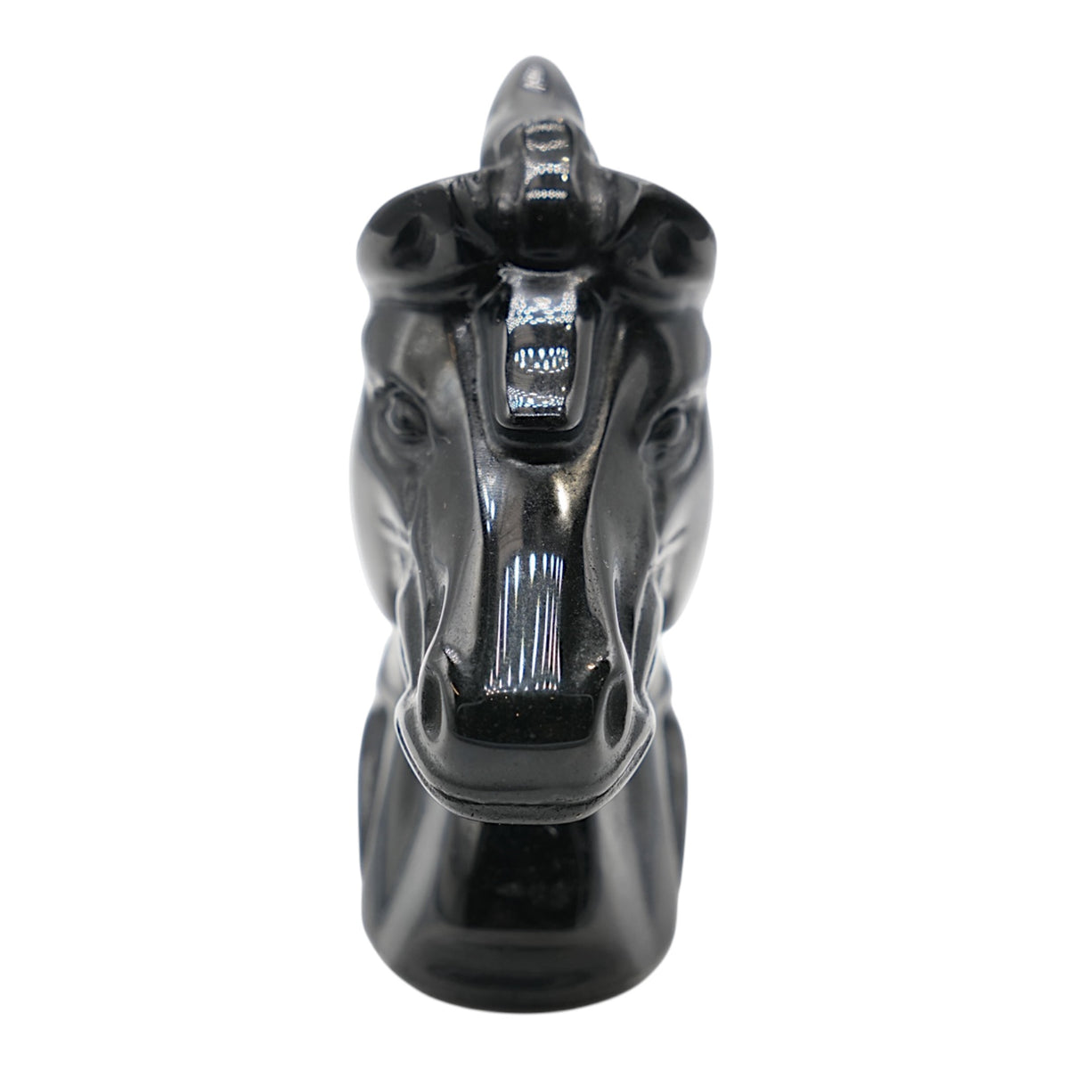 Figurine tête de cheval sculptée Obsidienne noire 10x10x4 cm