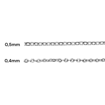 10 silver stainless steel chains model 9 (2 link sizes 0.4/0.5 available)