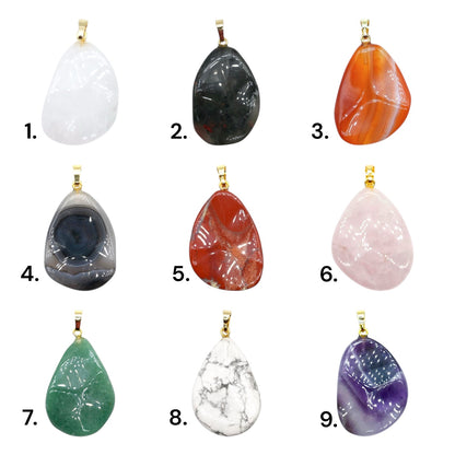 Free-form pendant 28x36x9 mm (11 stones available) (gold or silver bail included)