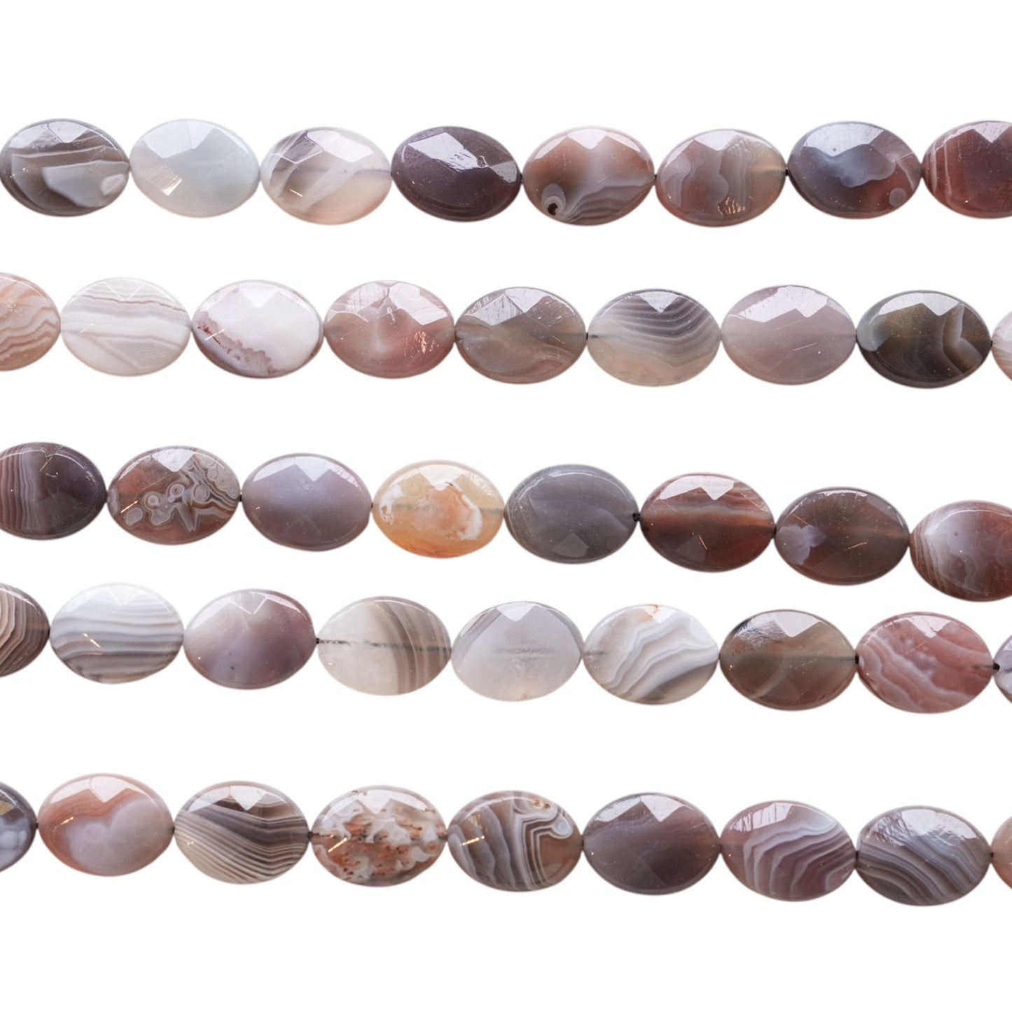 Fil de pierre forme libre Agate Botswana ovale facetté 12x16 mm (référence 63)