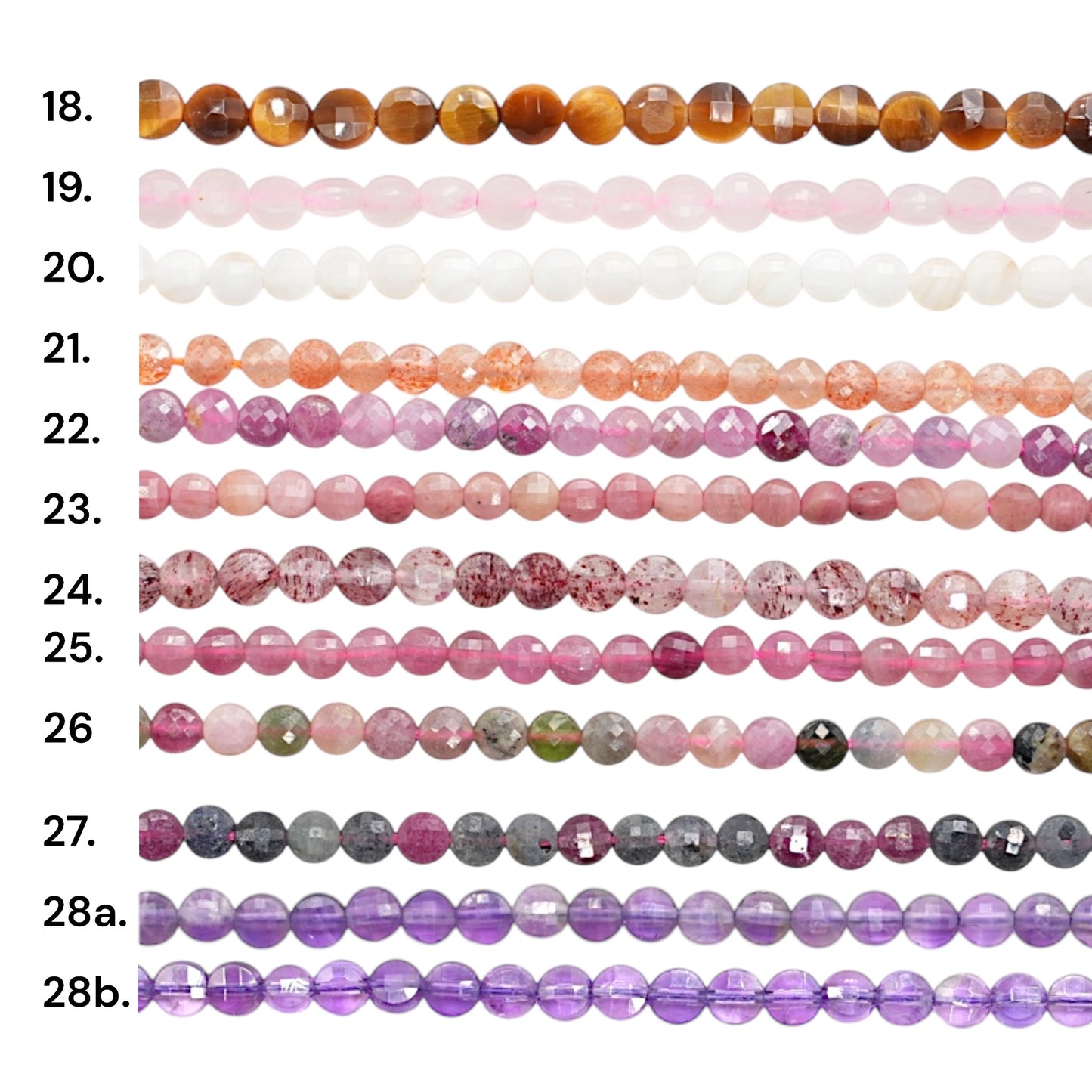 Fil de perle en rond facetté 4 mm (27 pierres disponible)