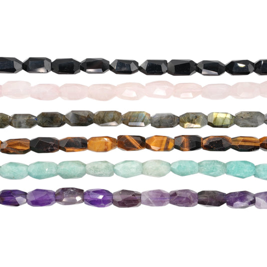 Fil de perle forme ovale facetté 8x14 mm (6 pierres disponible)