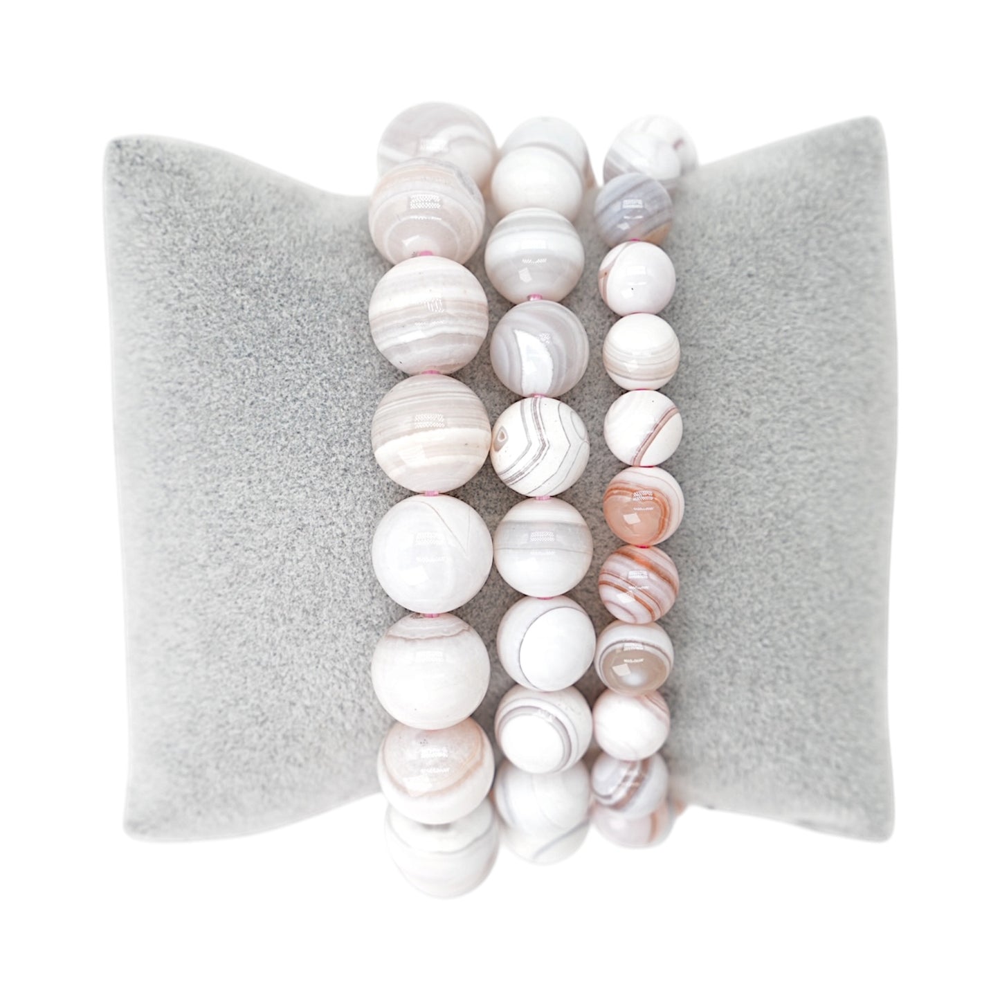 Bracelet Agate Botswana rose AAA