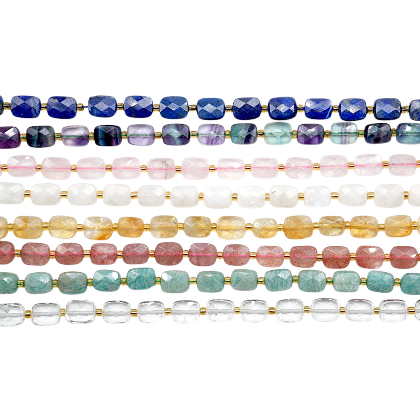 Fil de perles rectangulaire facetté 8x10 mm (16 pierres disponibles)