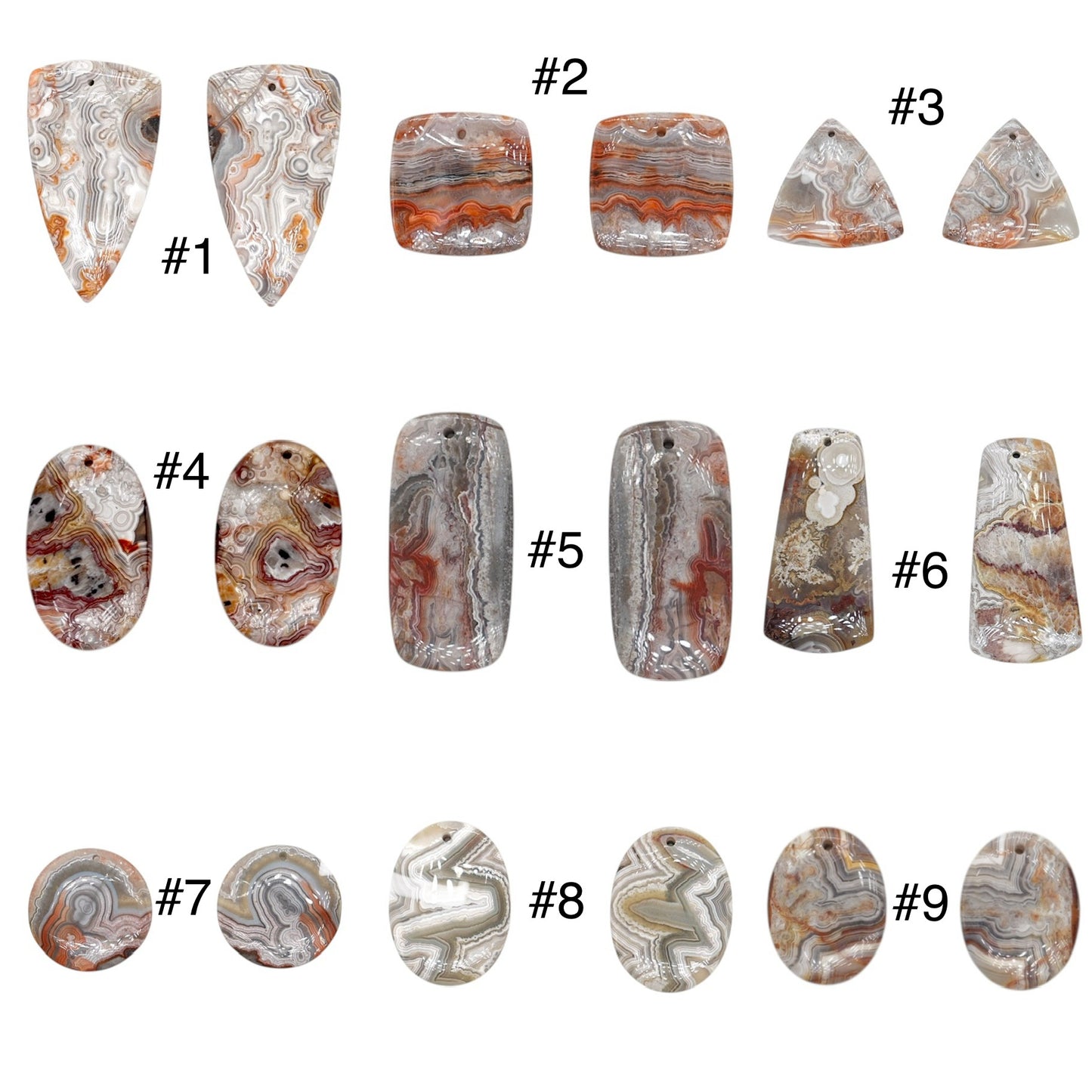 Une paire de deux agate crazy pour pendentif ou fabrication de boucle d’oreille