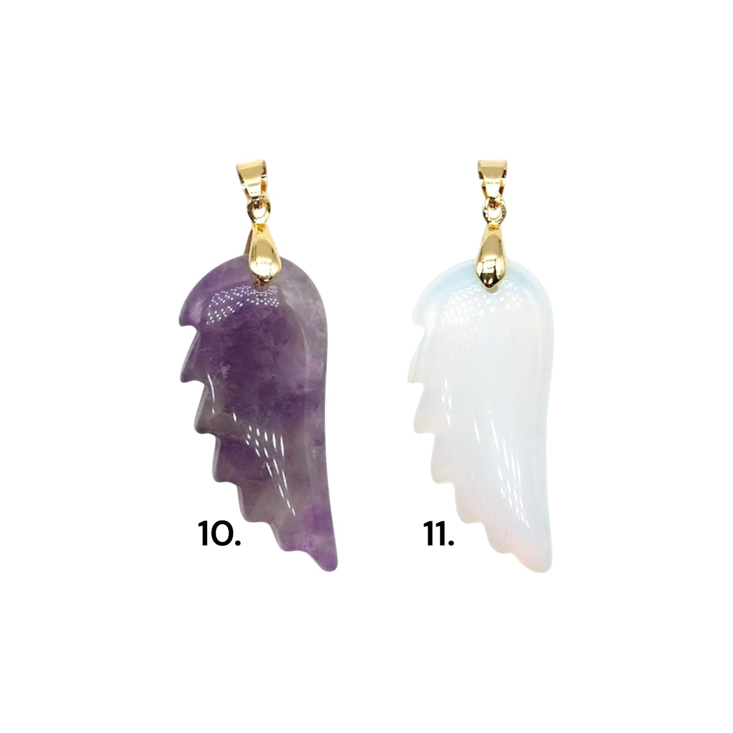 Pendentif aile d’ange 20x43x8 mm (12 pierres disponible) (bélière doré ou argenté incluse)