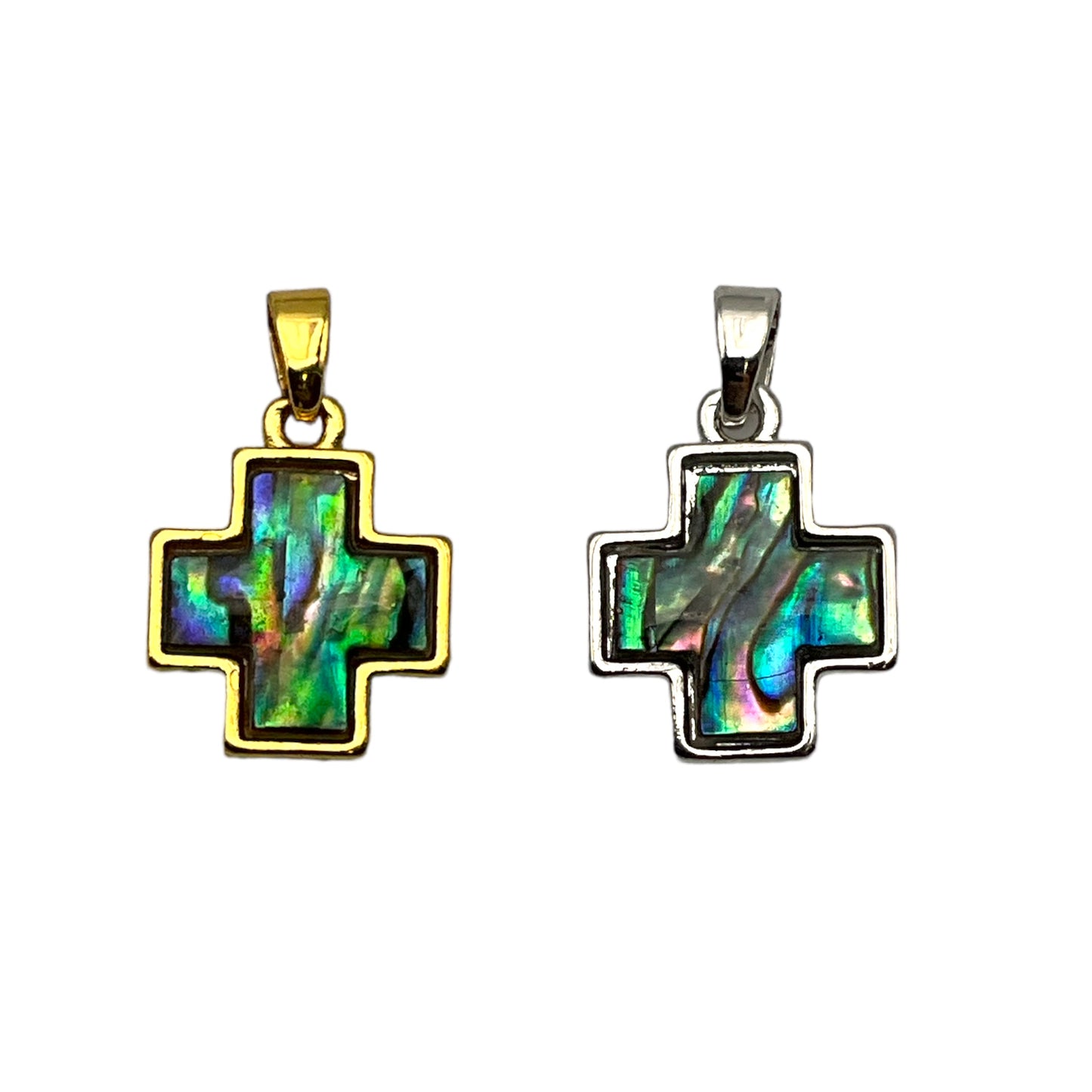 Pendentif nacre abalone croix 1 x 1 cm