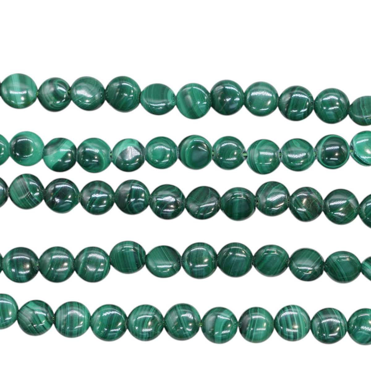 Fil de perles Malachite forme ronde 4x8mm
