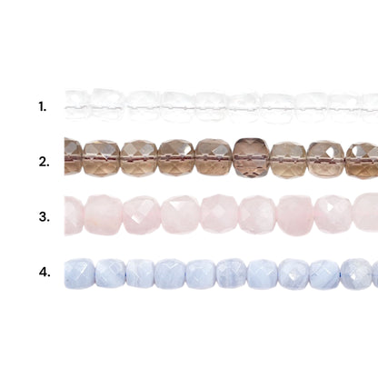 Fil de perles cube facetté 8x8 mm (4 pierres disponibles)