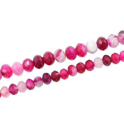 Fil de perles rondelle facettées Agate Rose chauffée