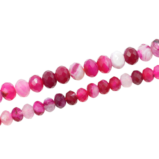 Fil de perles rondelle facettées Agate Rose chauffée