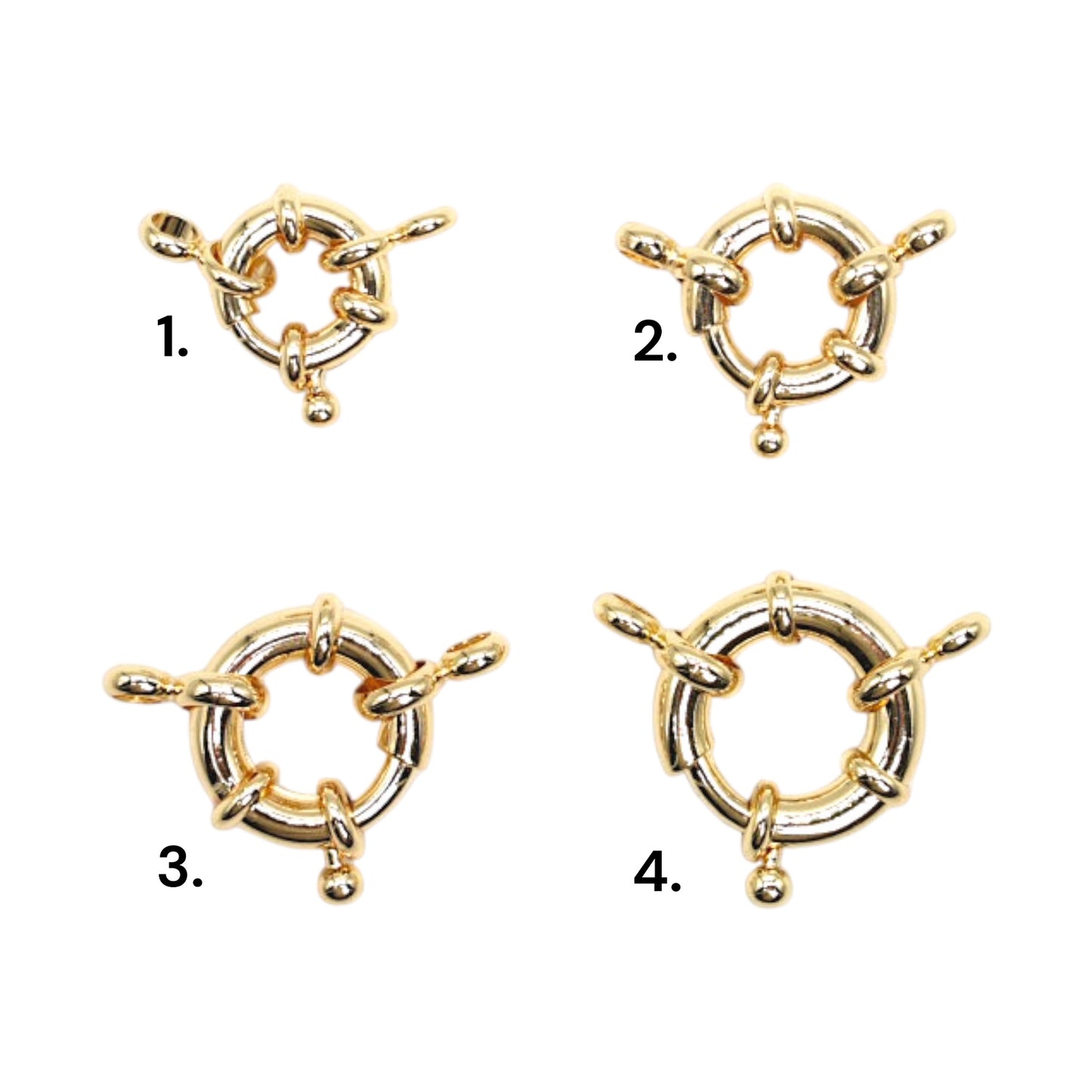 10 Fermoirs bouée laiton doré K38 (4 tailles disponible)