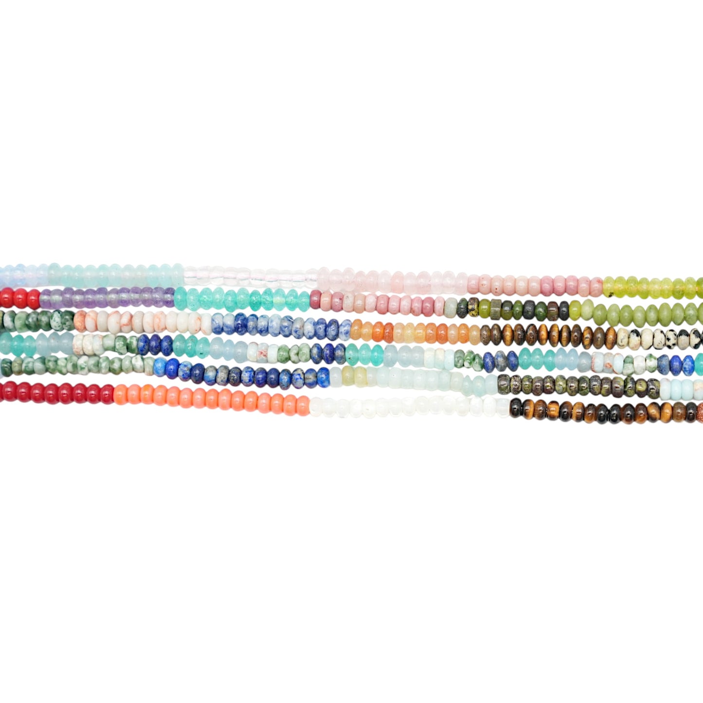 Fil de perle rondelles Jade teinté & pierre naturelle 2x4 mm (7 coloris disponible)