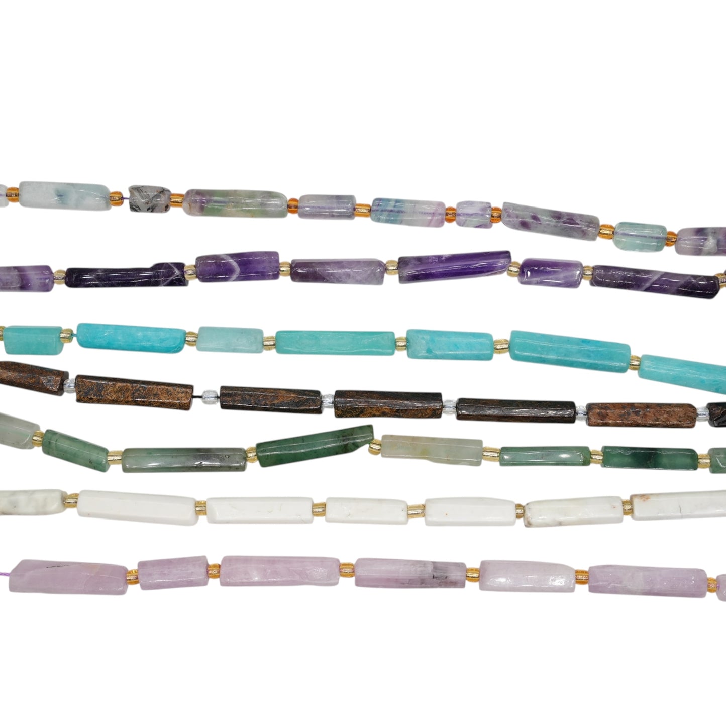 Fil de perle 6x30 mm en pierre naturelle (7 pierres disponible)