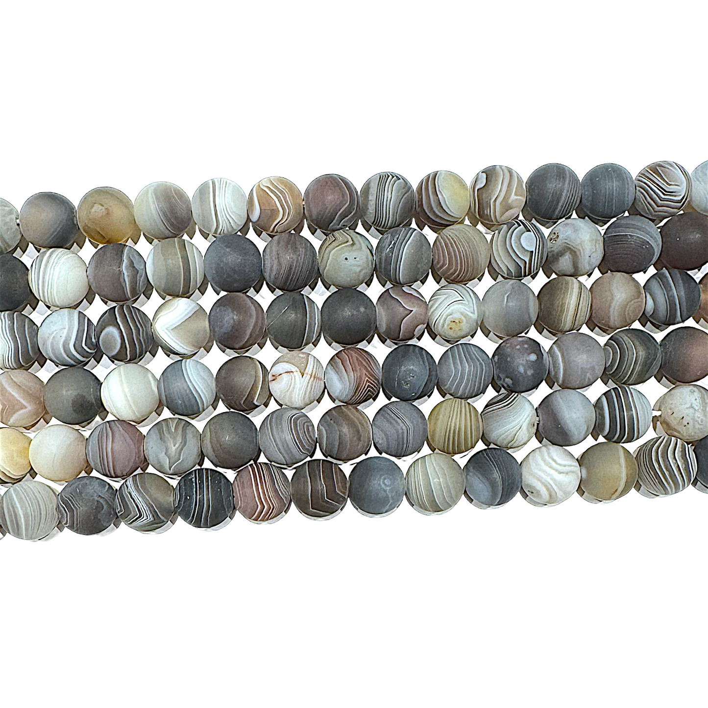 Fil de perle Agate botswana gris AA matte