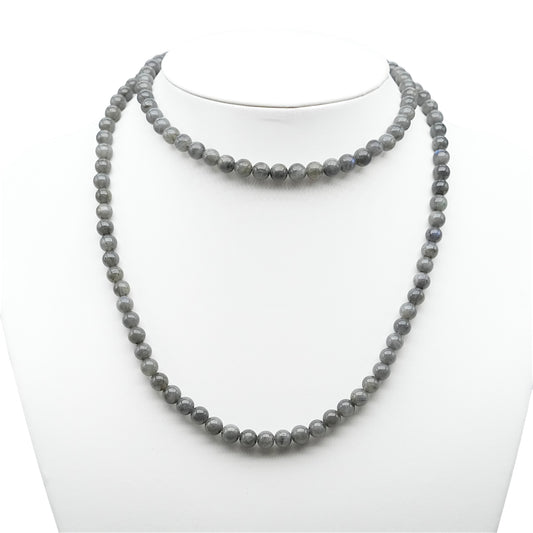 Collier sautoir 75 cm boule Labradorite 6 mm