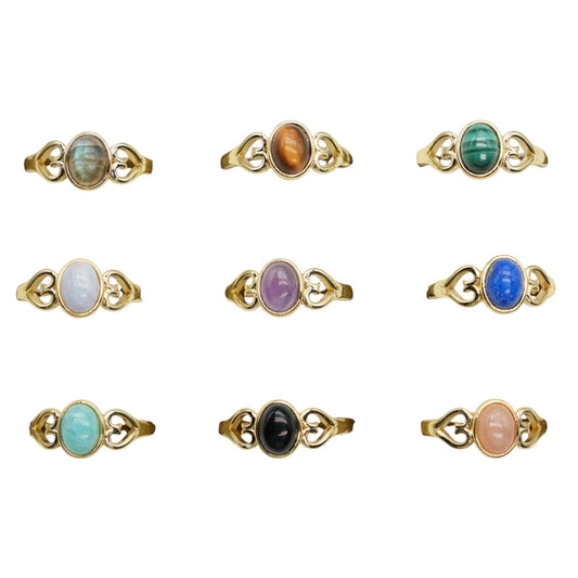 Gold-plated rhodium-plated brass ring & natural stone (Adjustable) #10