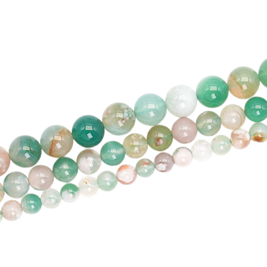 Green Cherry Blossom Agate Bead Strand A
