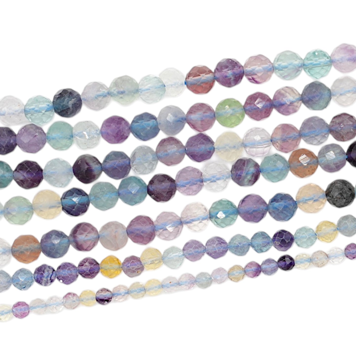Fil de perles facettées Fluorine multicolore A