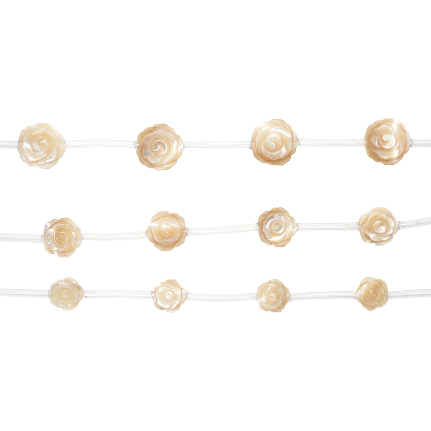 Fil de perles Rose en nacre dorée