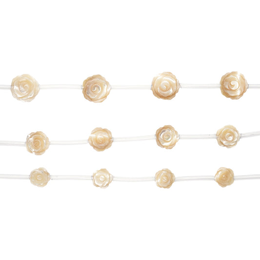 Fil de perles Rose en nacre dorée